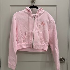 Jet Life pink cropped zip-up hoodie and joggers
